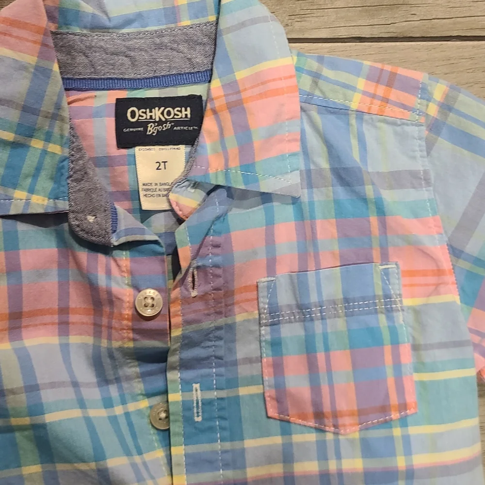 🍋‍🟩 OshKosh plaid button down💫 🎠 🌸 🍀 ❄️🧋☃️🪻🍍🍓🦉🐧💘💐